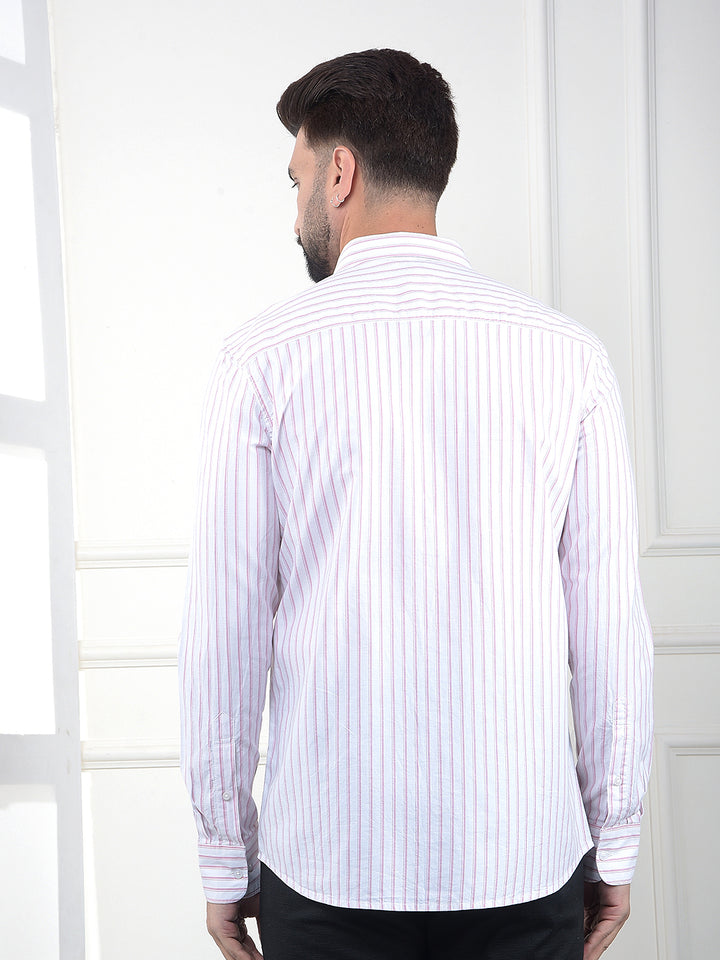 Pink Vertical Striped 100% Cotton Shirt