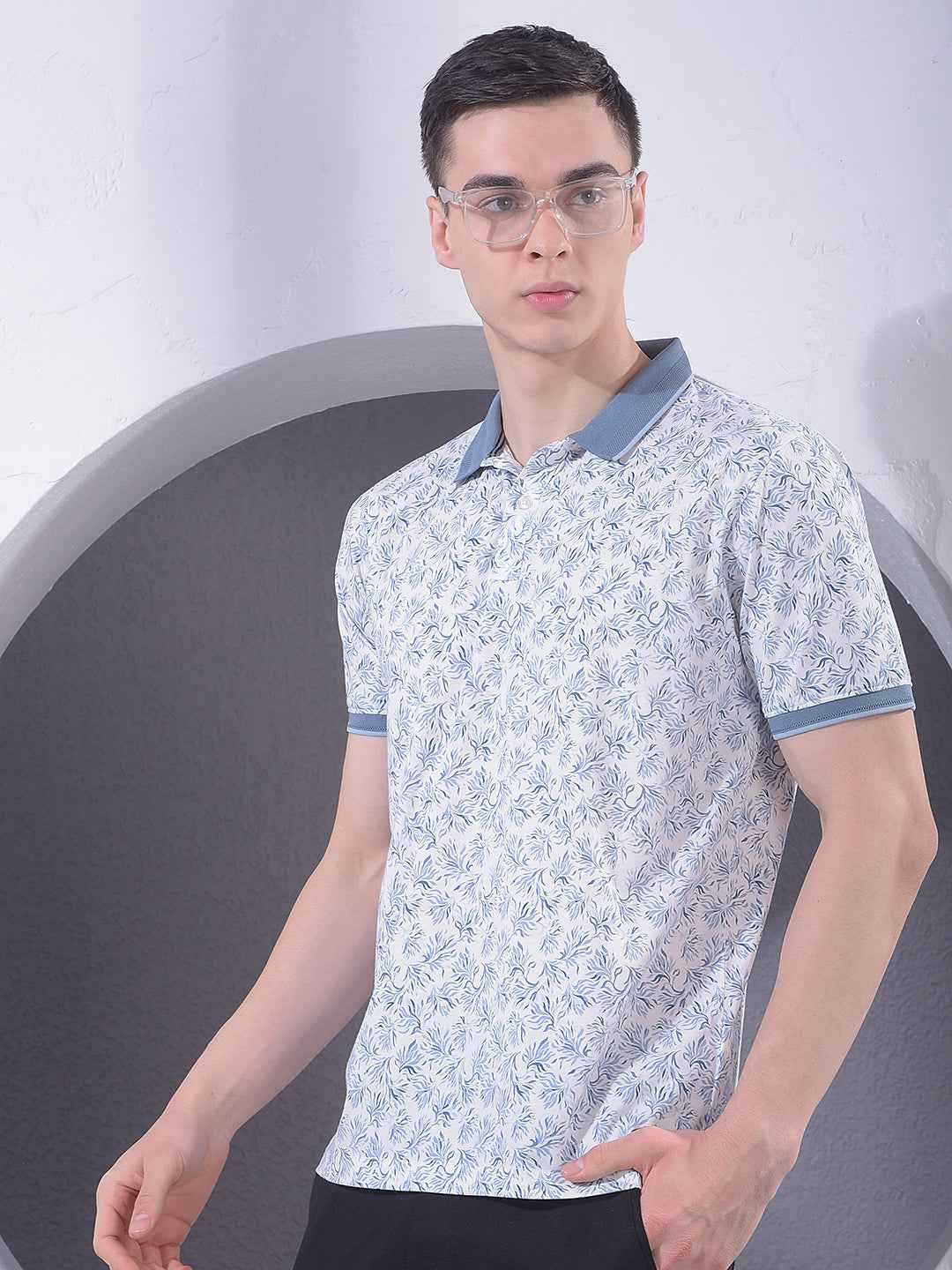 Blue Printed Accent T-Shirt