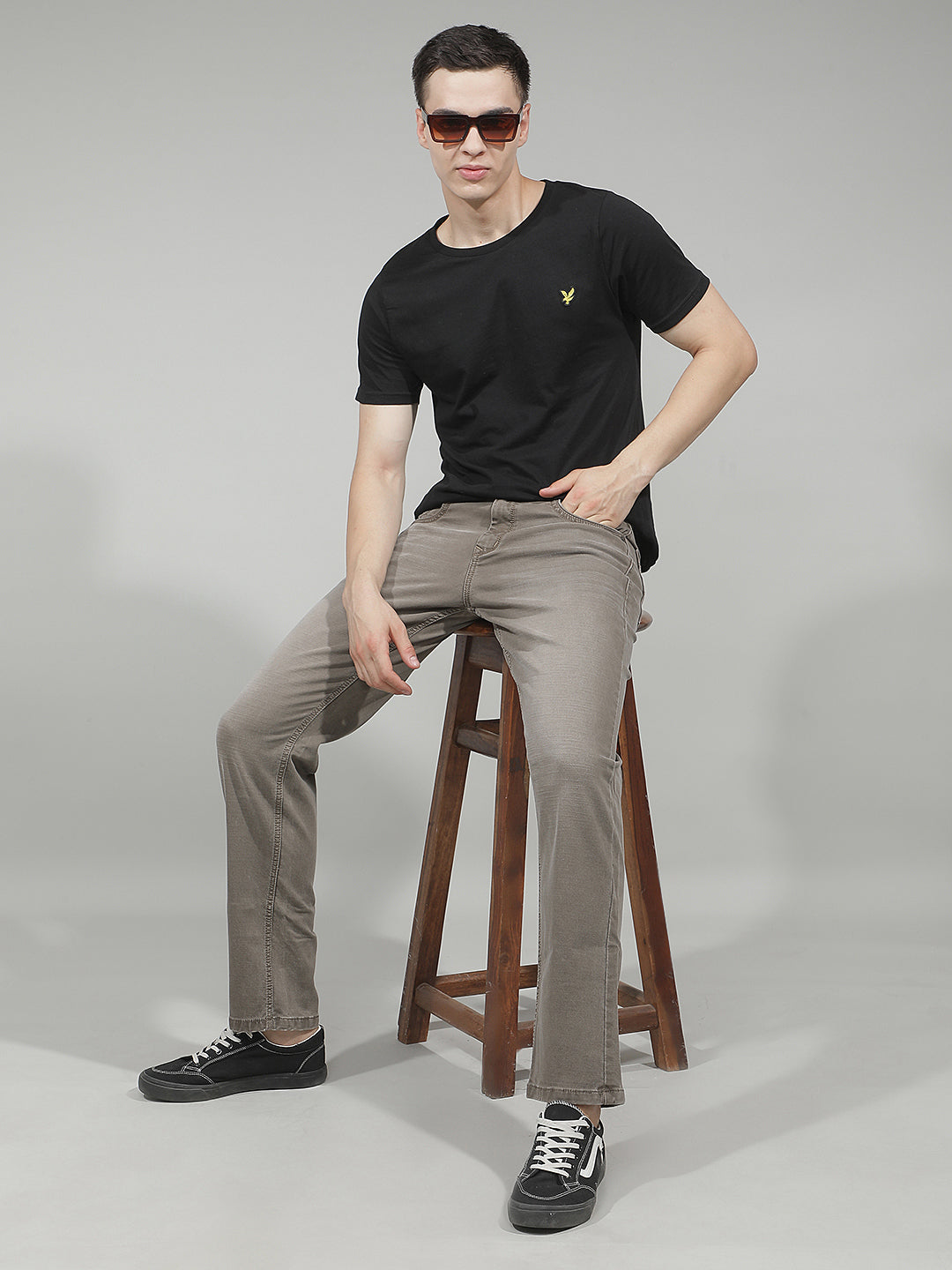 Sleek Safari Khaki Straight Jeans