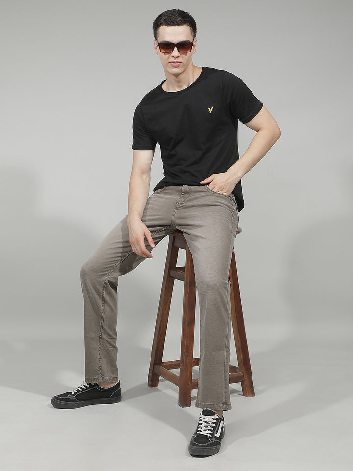 Sleek Safari Khaki Straight Jeans