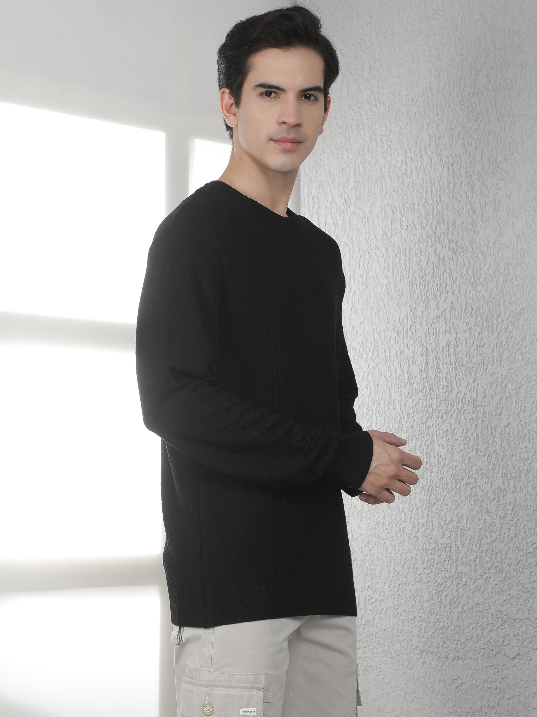 Minimalist Void Black Jacquard Sweater
