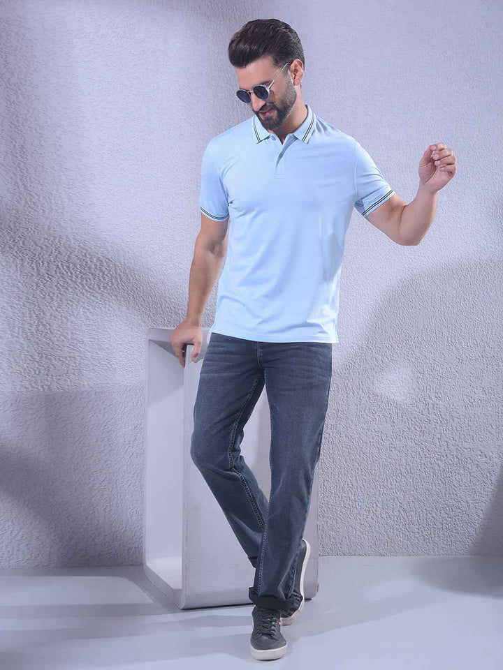 Blue Polo Neck T-Shirt