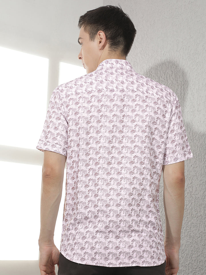 Purple Floral Print 100% Cotton Shirt