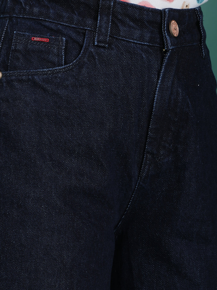 Blue 100% Cotton Wide Leg Jeans