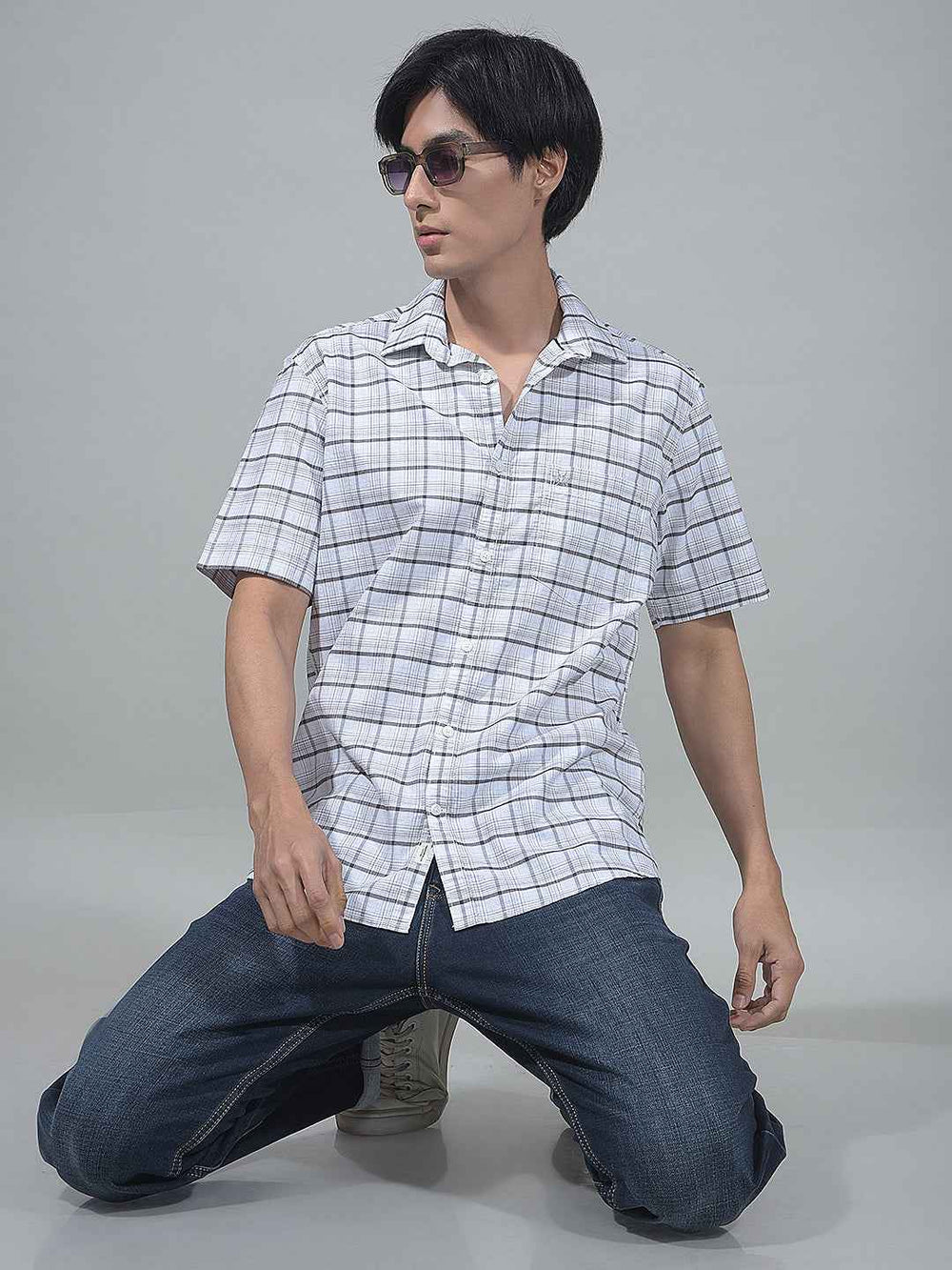 White Checked 100% Cotton Shirt
