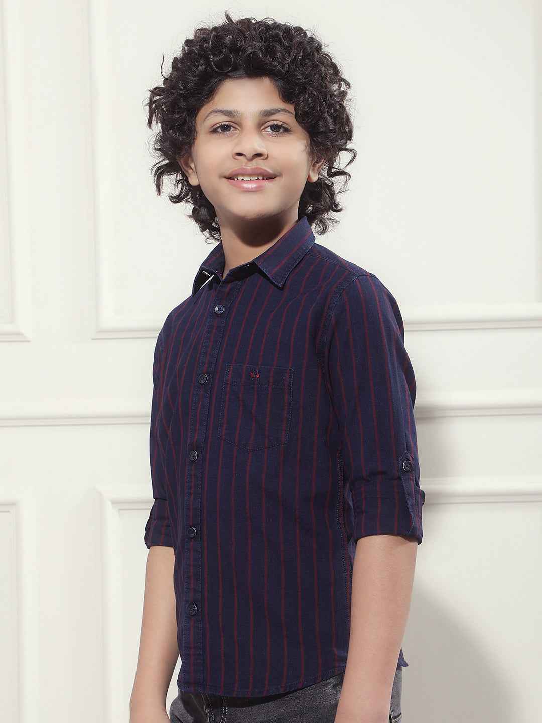 Red Vertical Striped 100% Cotton Shirt