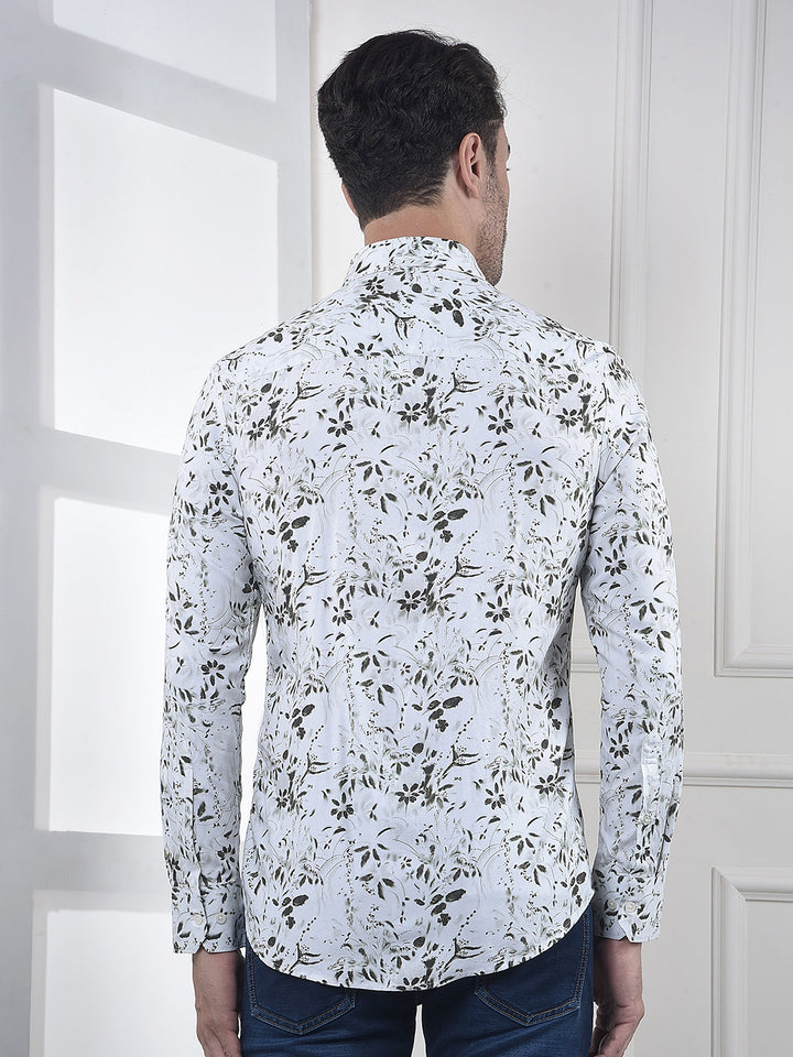 White Floral Print Shirt