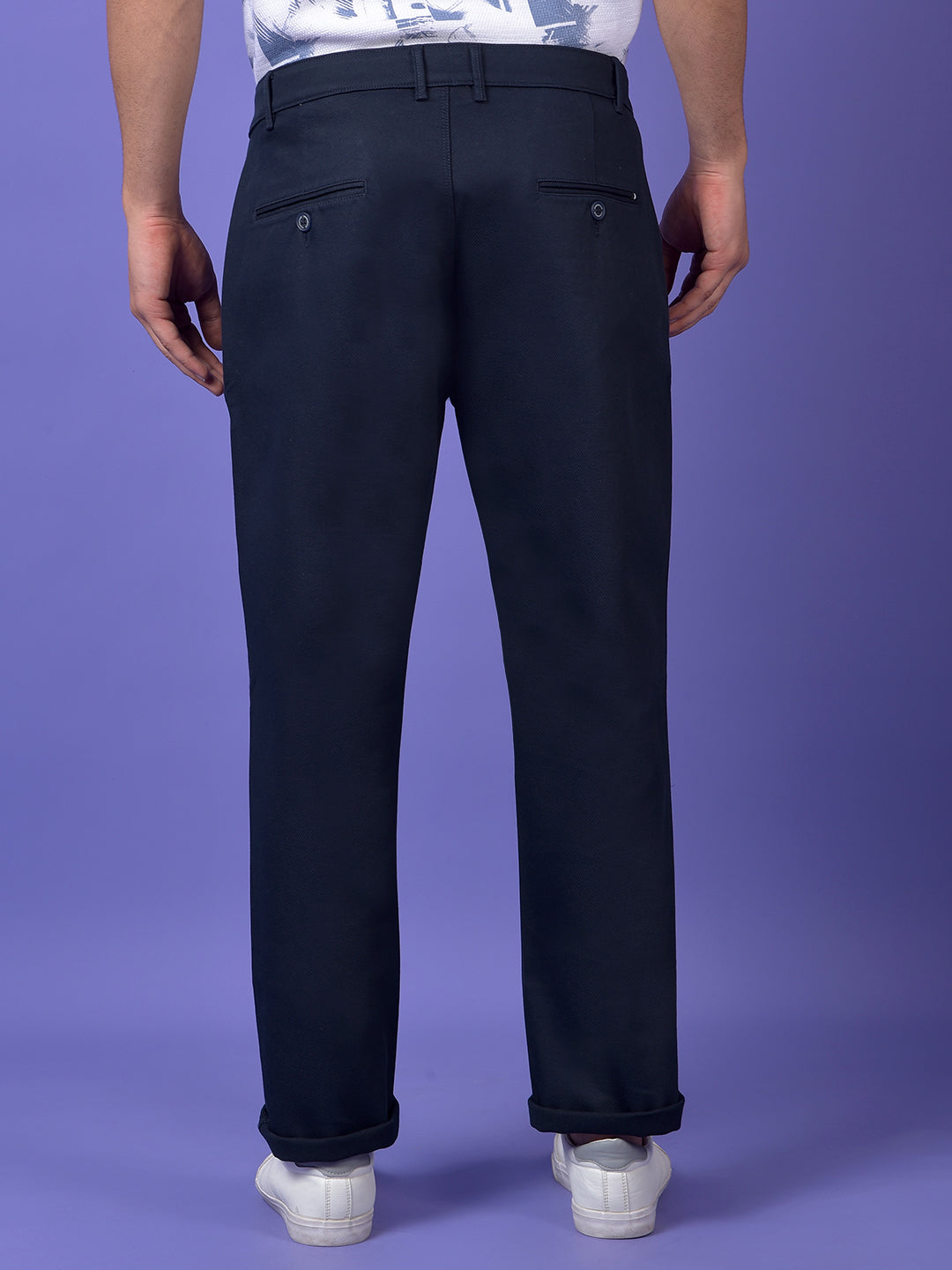 Navy Blue Printed Trousers
