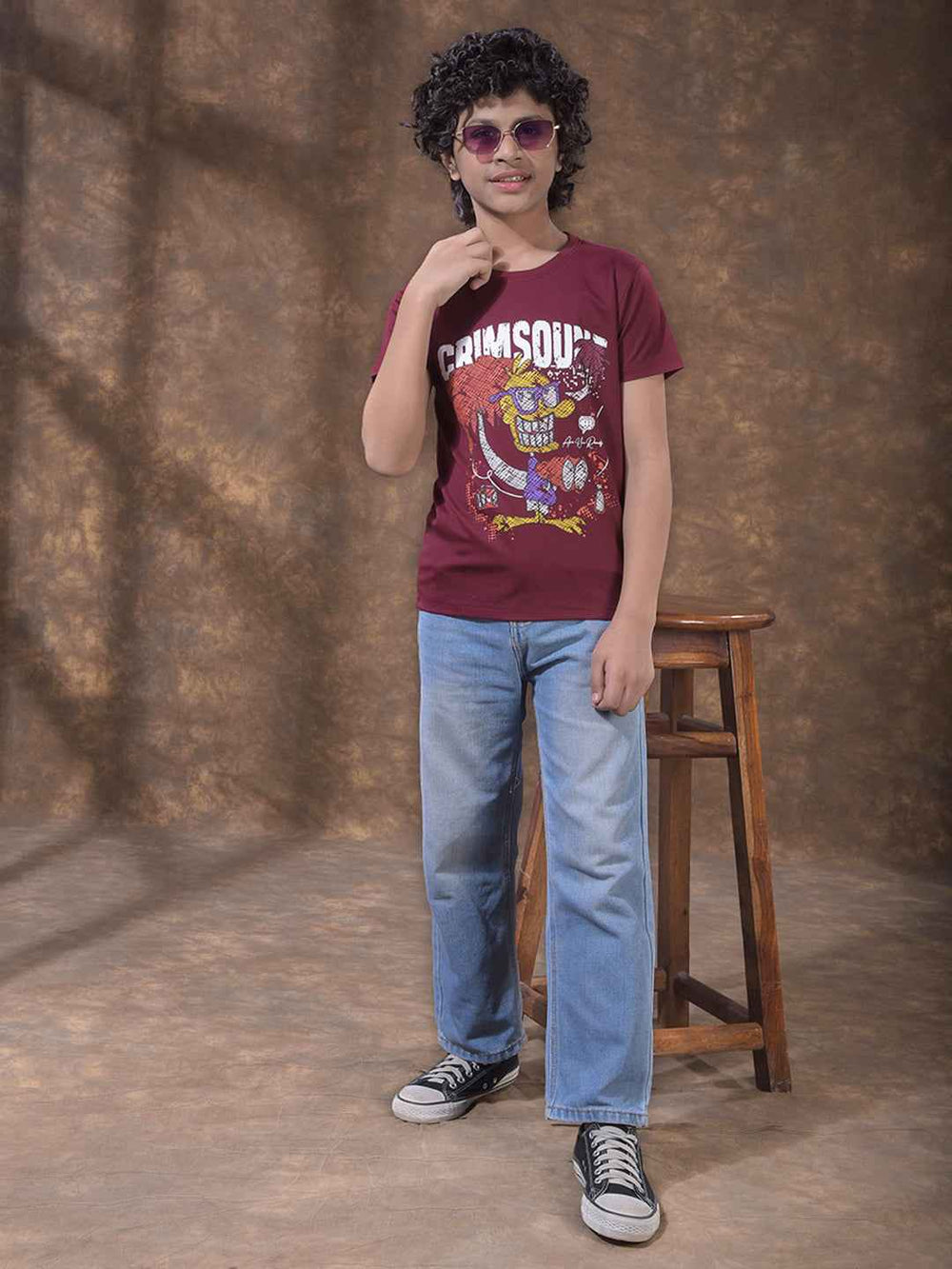 Maroon Graphic Print T-Shirt