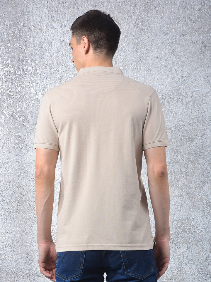 Beige Polo-Neck T-Shirt