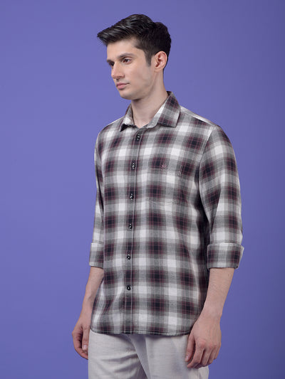 Maroon Checked 100% Cotton Shirt