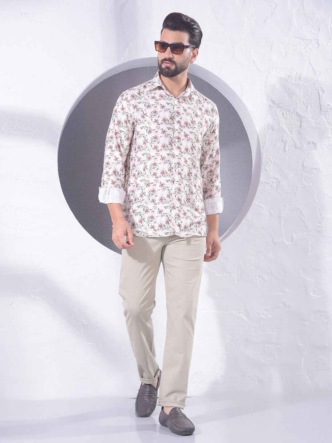 Maroon Floral Print Shirt