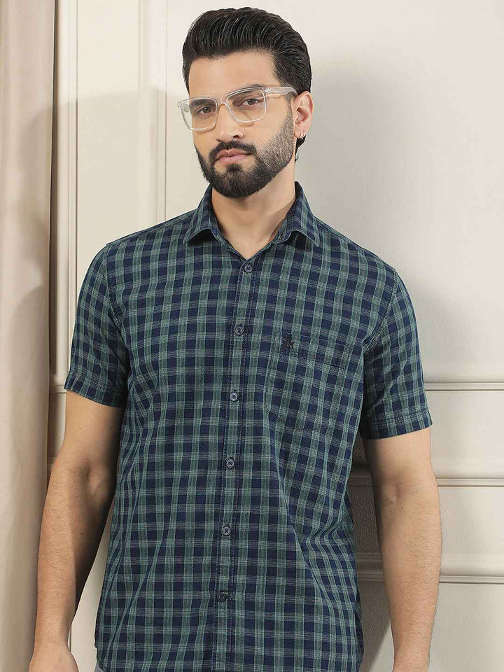 Green Checked 100% Cotton Shirt