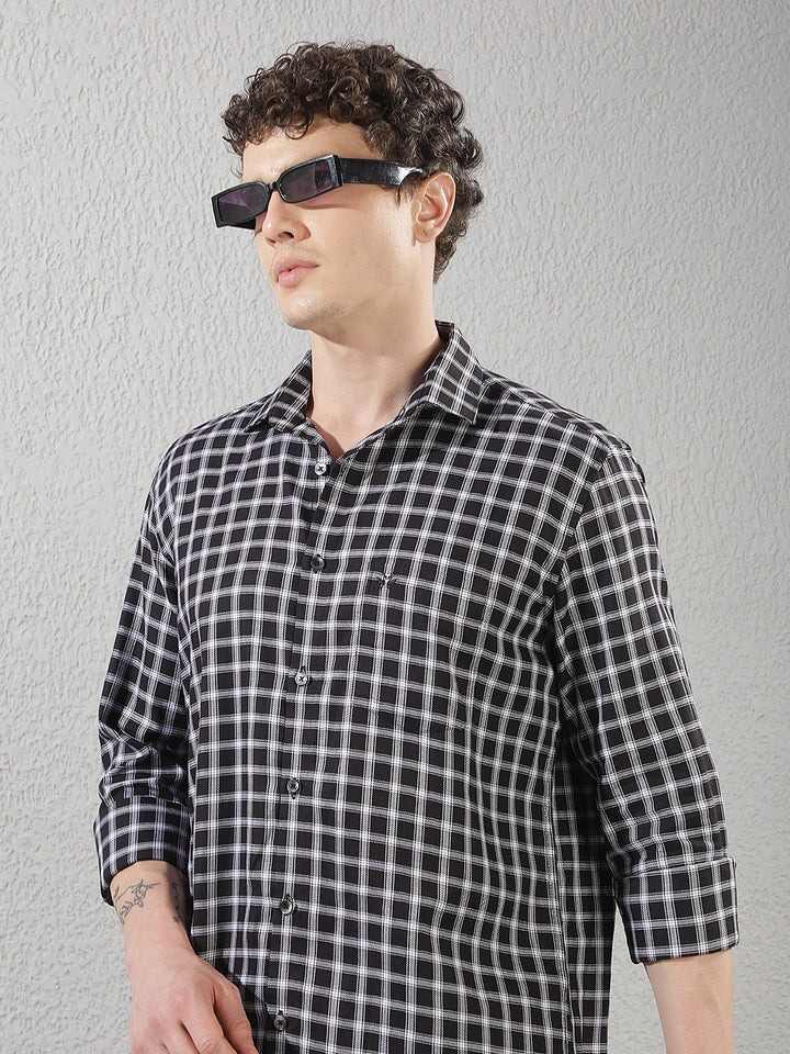 Black Checked 100% Cotton Shirt