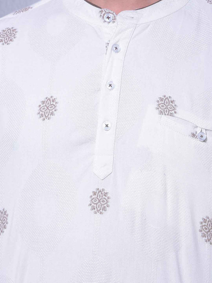 Luxurious Beige Jacquard Weave Kurta
