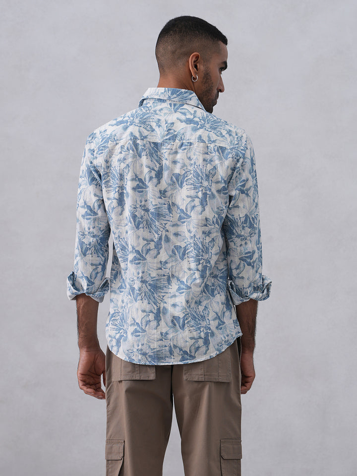 Blue Floral Print Shirt