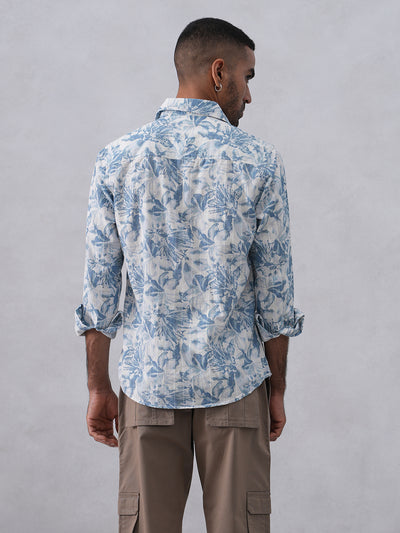 Blue Floral Print Shirt