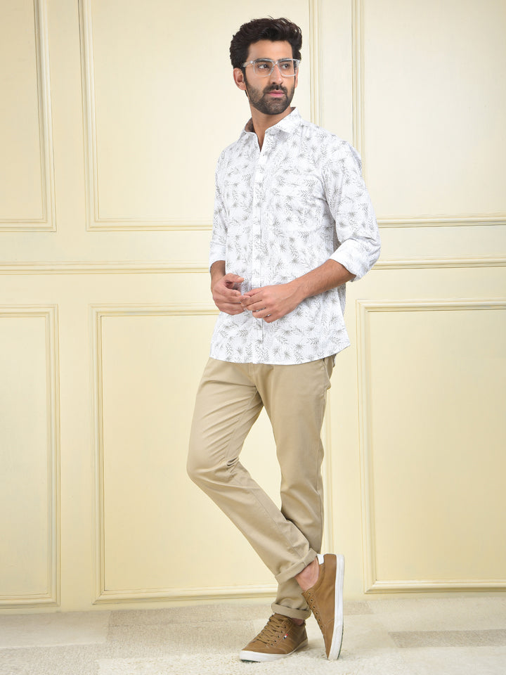 Clean Cut White Floral Print Shirt