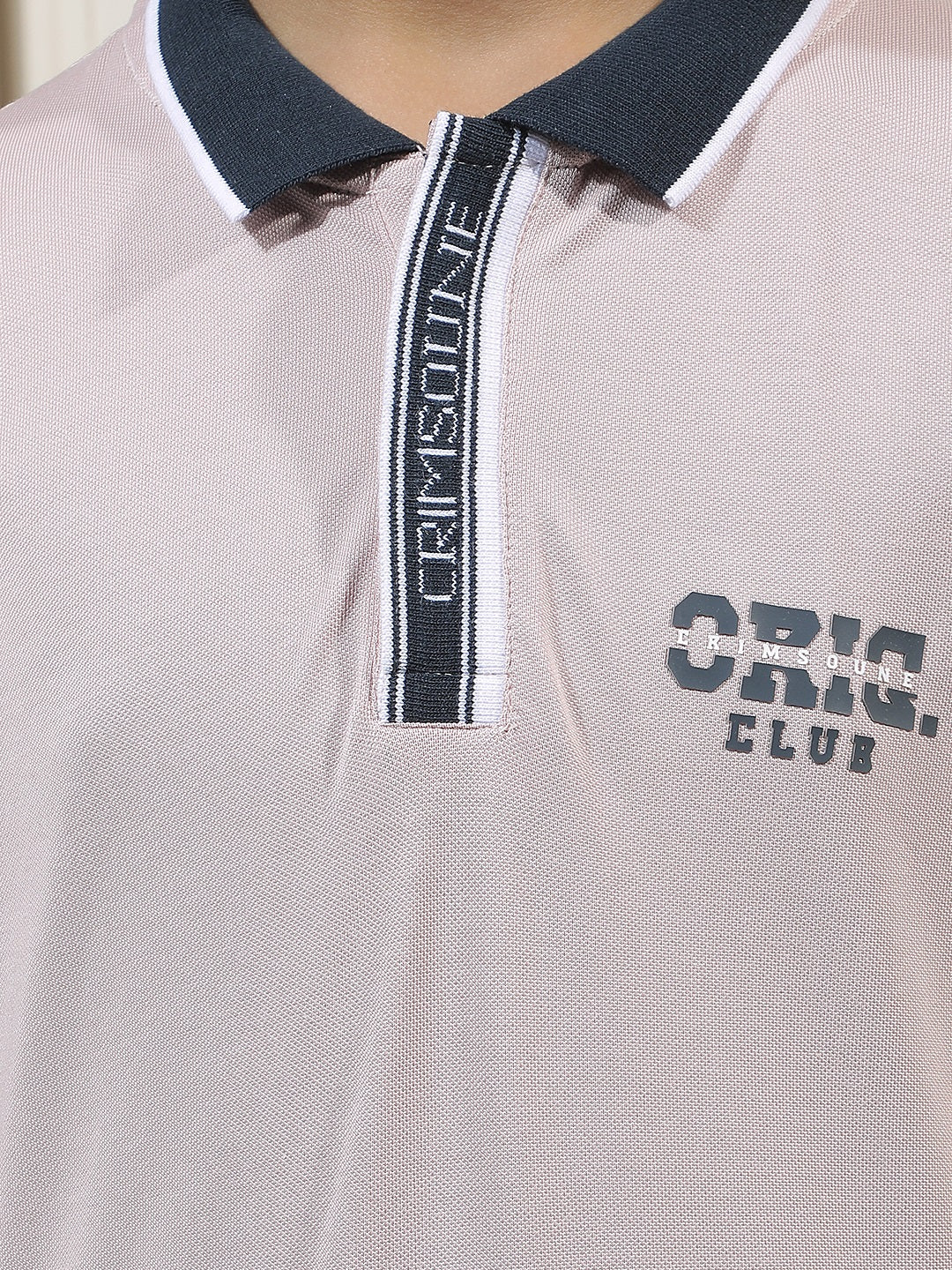 Pink Typographic Polo Neck T-Shirt