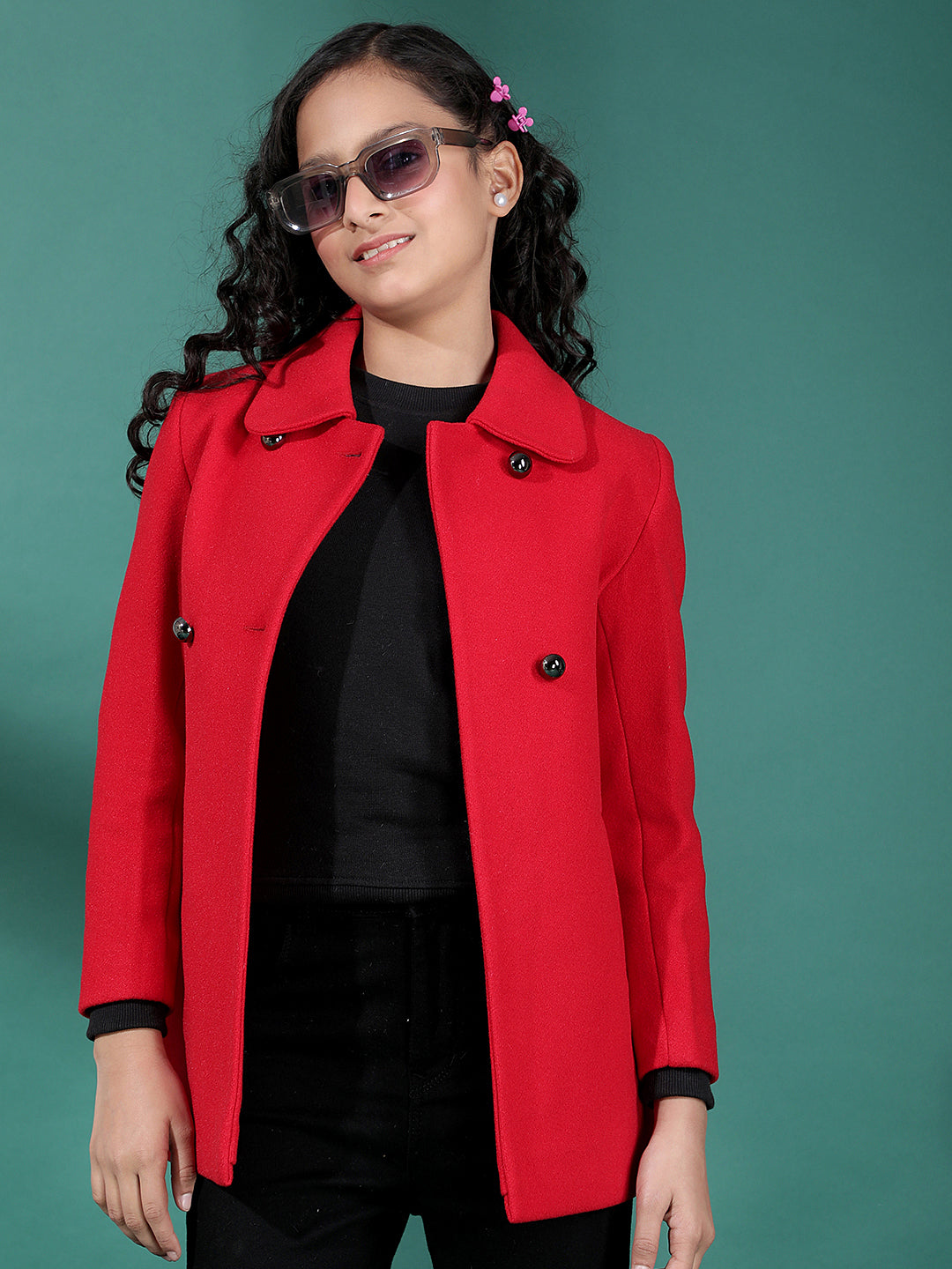 Red Mid-Thigh Length Coat