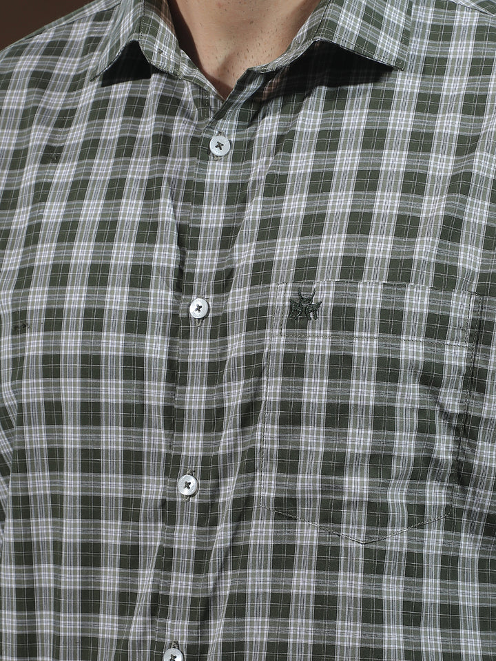 Green 100% Cotton Checked Shirt