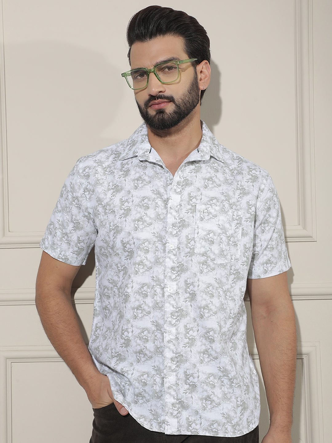 Green Floral Print Shirt