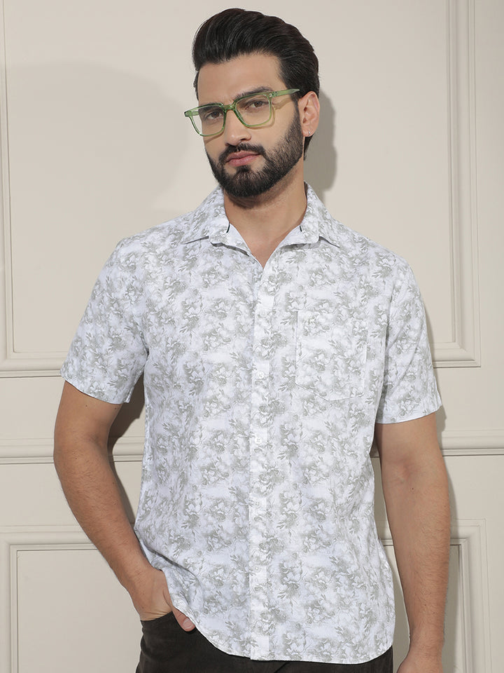 Green Floral Print Shirt