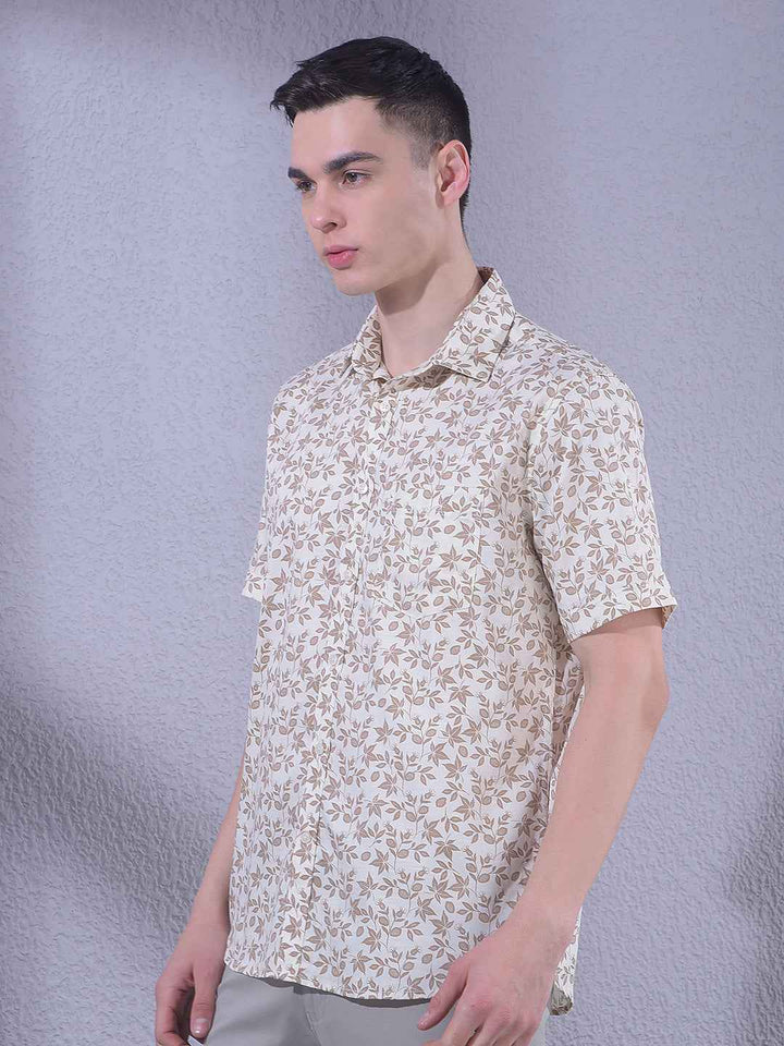 Brown Floral Print Shirt