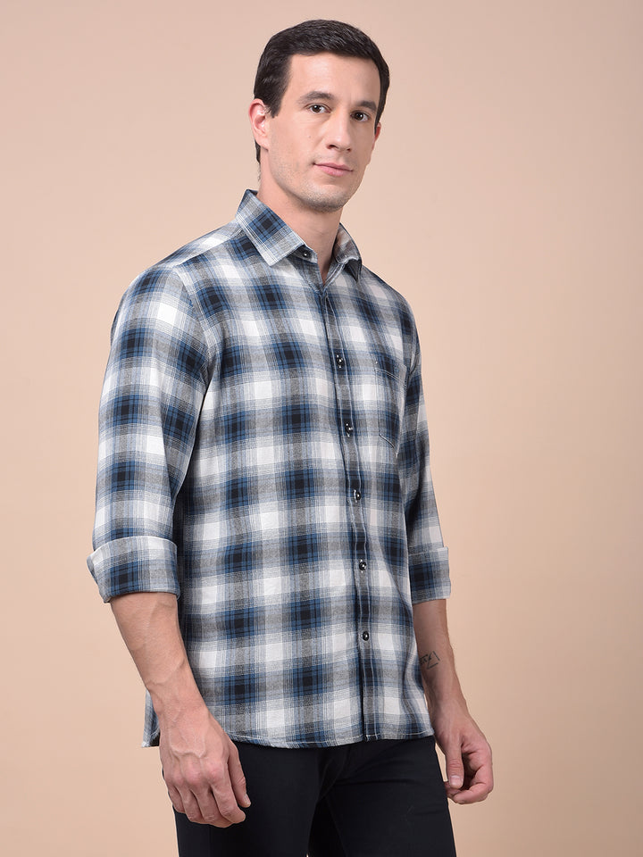 Blue Checked 100% Cotton Shirt