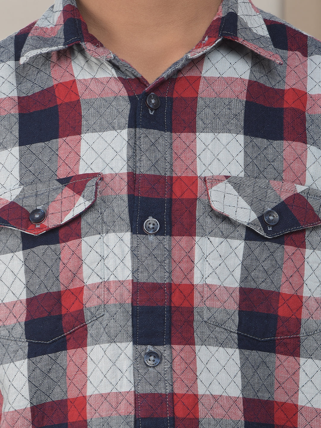 Maroon Checked 100% Cotton Shirt