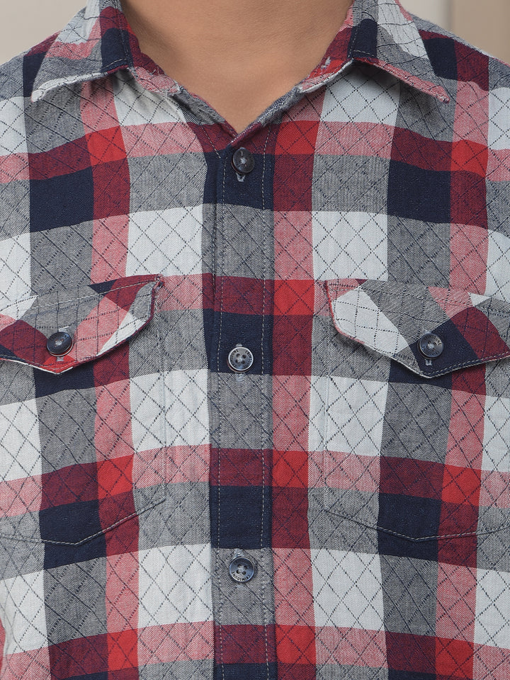 Maroon Checked 100% Cotton Shirt
