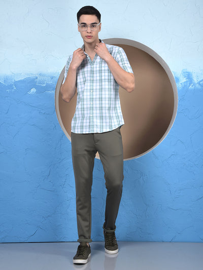 Blue Checked 100% Cotton Shirt-Men Shirts-Crimsoune Club