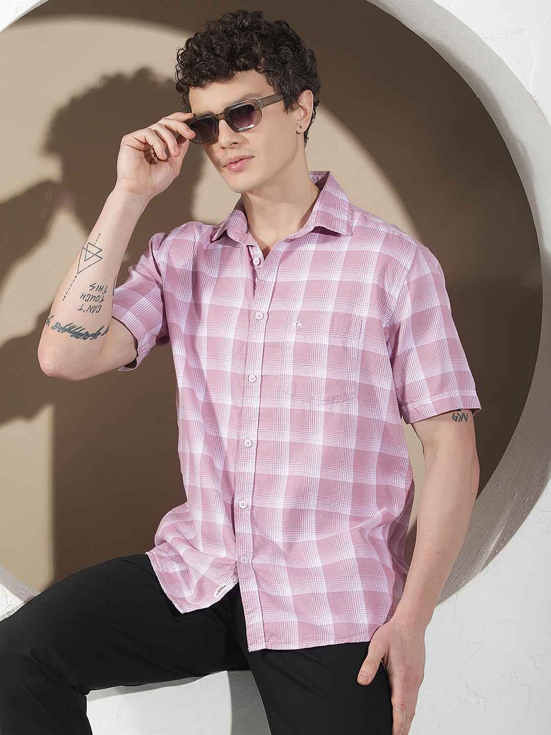 Pink Checked 100% Cotton Shirt