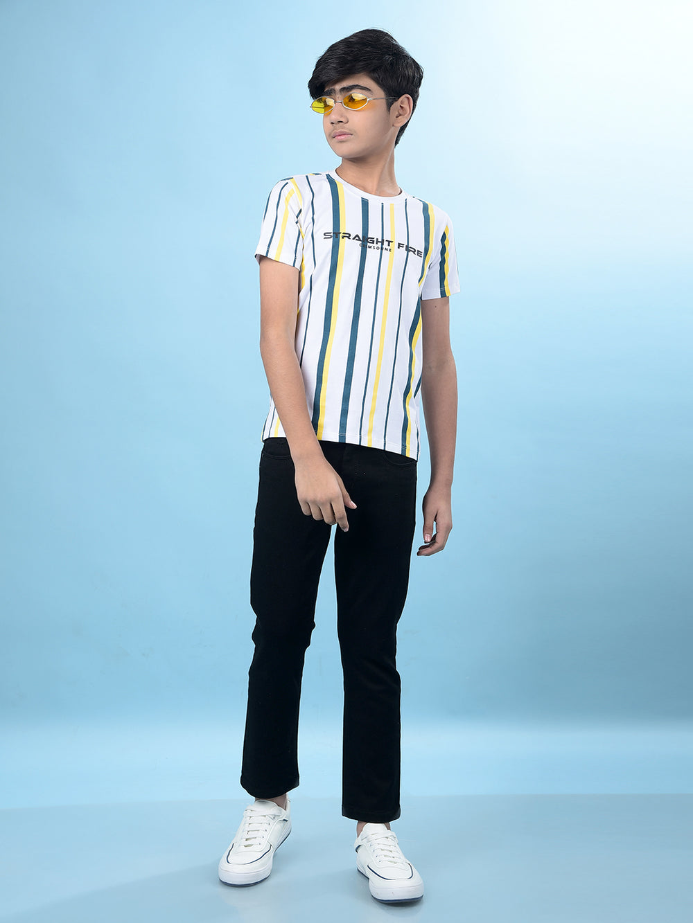 White Vertical Stripes T-Shirt