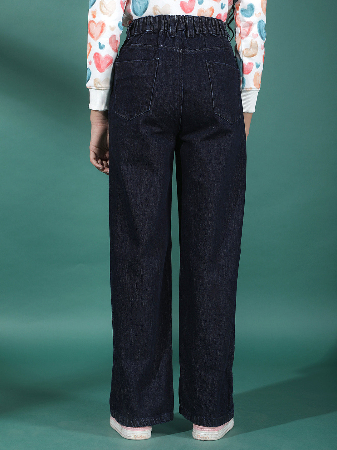 Blue 100% Cotton Wide Leg Jeans