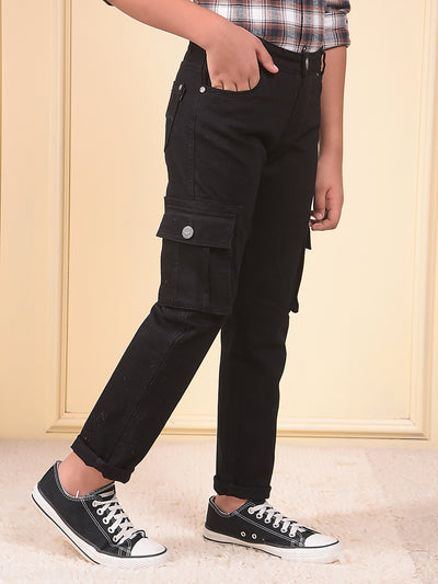 Black Straight Cargo Jeans