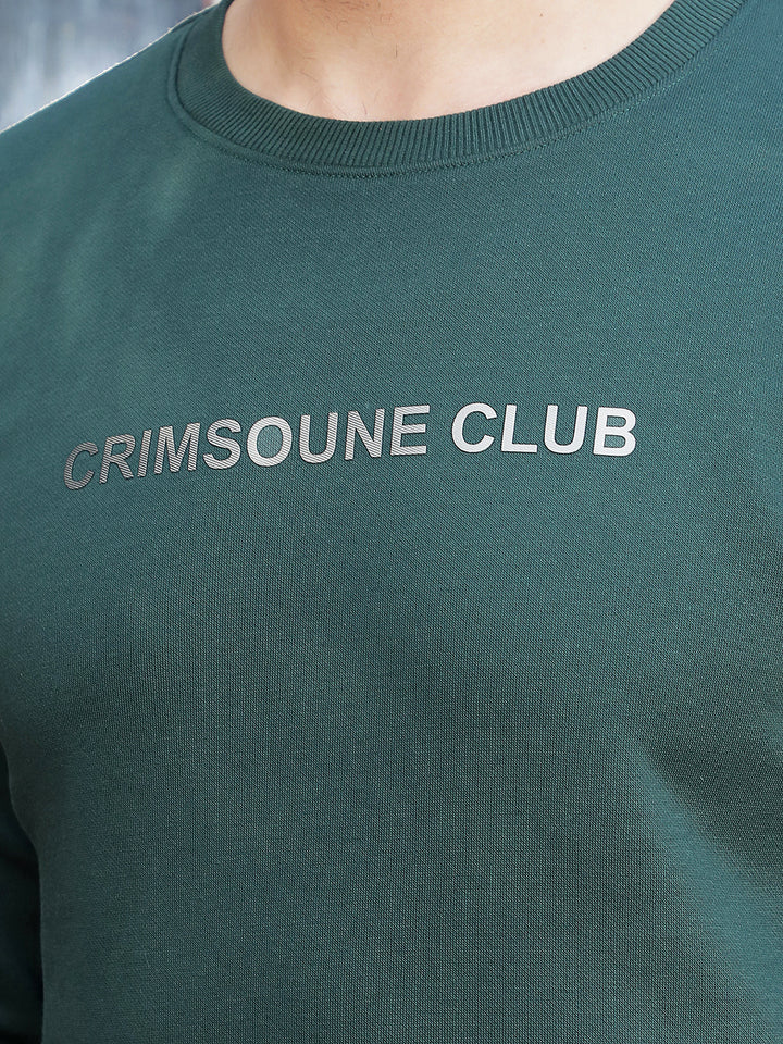 Green Typographic Print Round Neck Sweatshirt