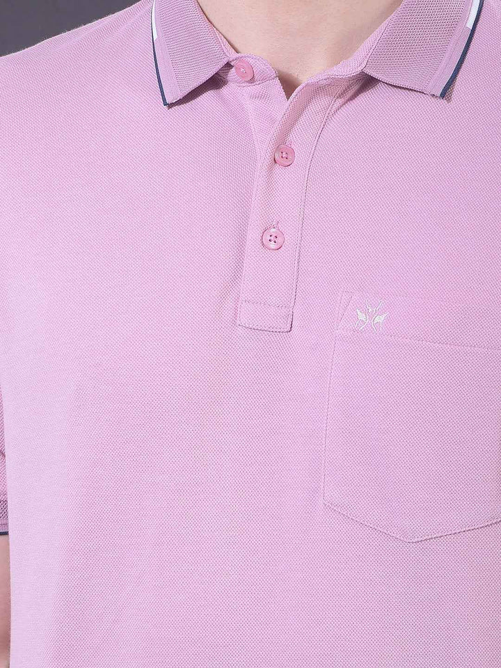 Pink Polo Neck T-Shirt