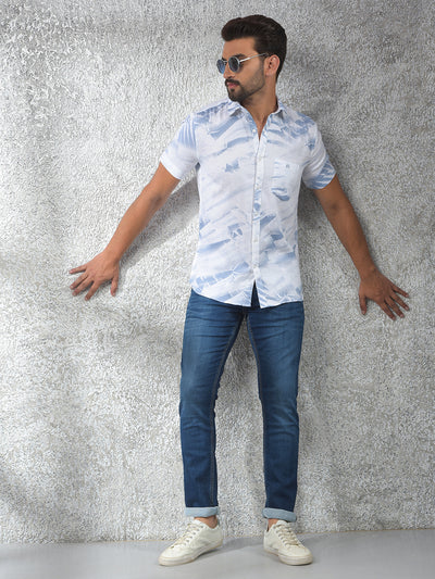 Blue Printed 100% Cotton Shirt