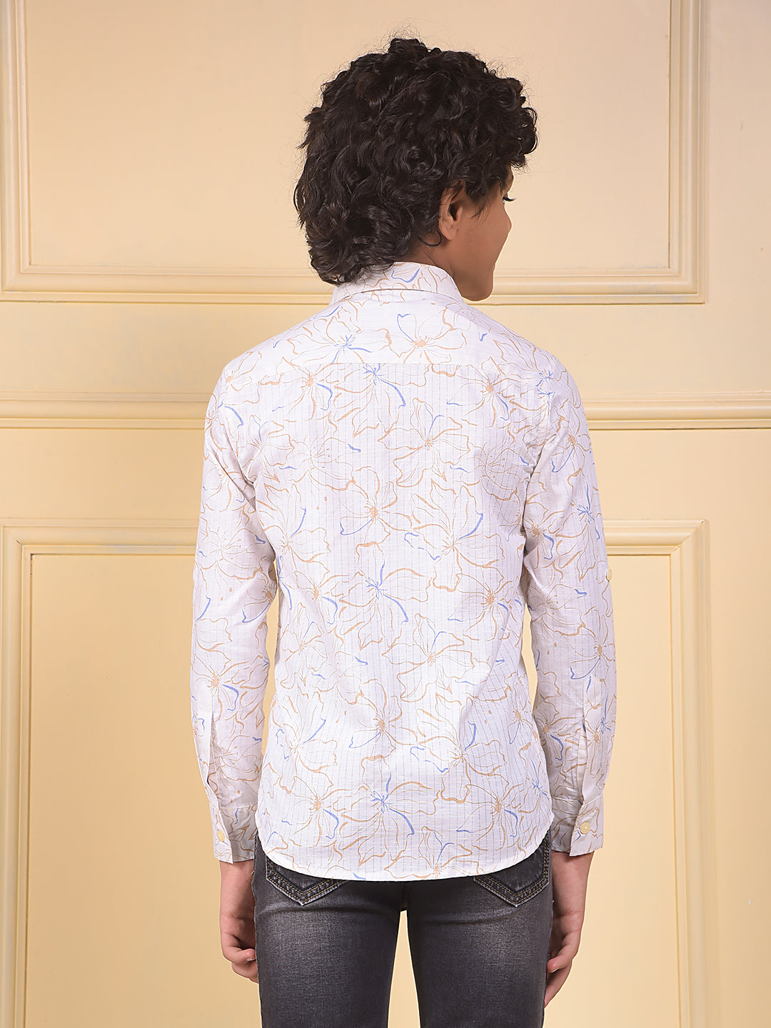 White Floral Print Shirt