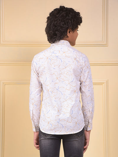 White Floral Print Shirt