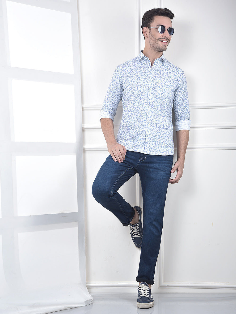 Blue Floral Print Shirt