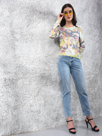 Multi-Color Graphic Print Sweater