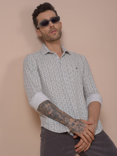 White Printed 100% Cotton Shirt