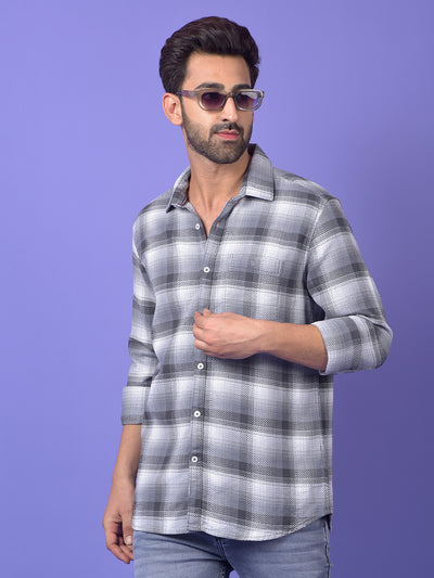 Grey Checked 100% Cotton Shirt