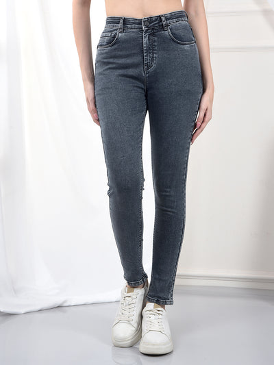Grey Skinny High-Waist Jeans