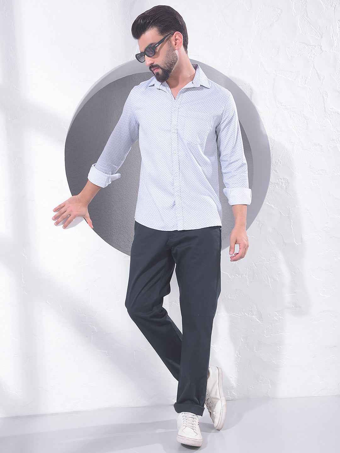 Grey Geometric Print Shirt