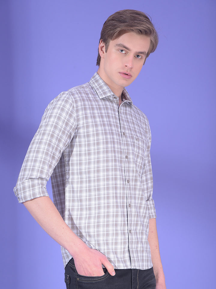 Grey Checked 100% Cotton Shirt