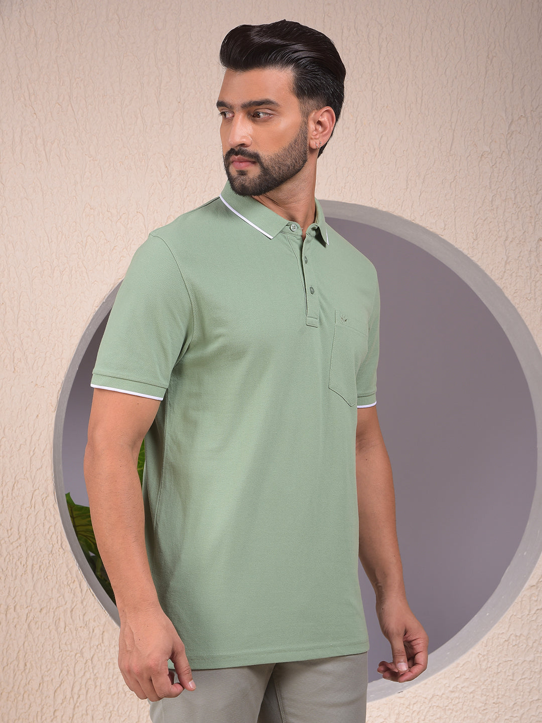 Green Polo Neck T-Shirt