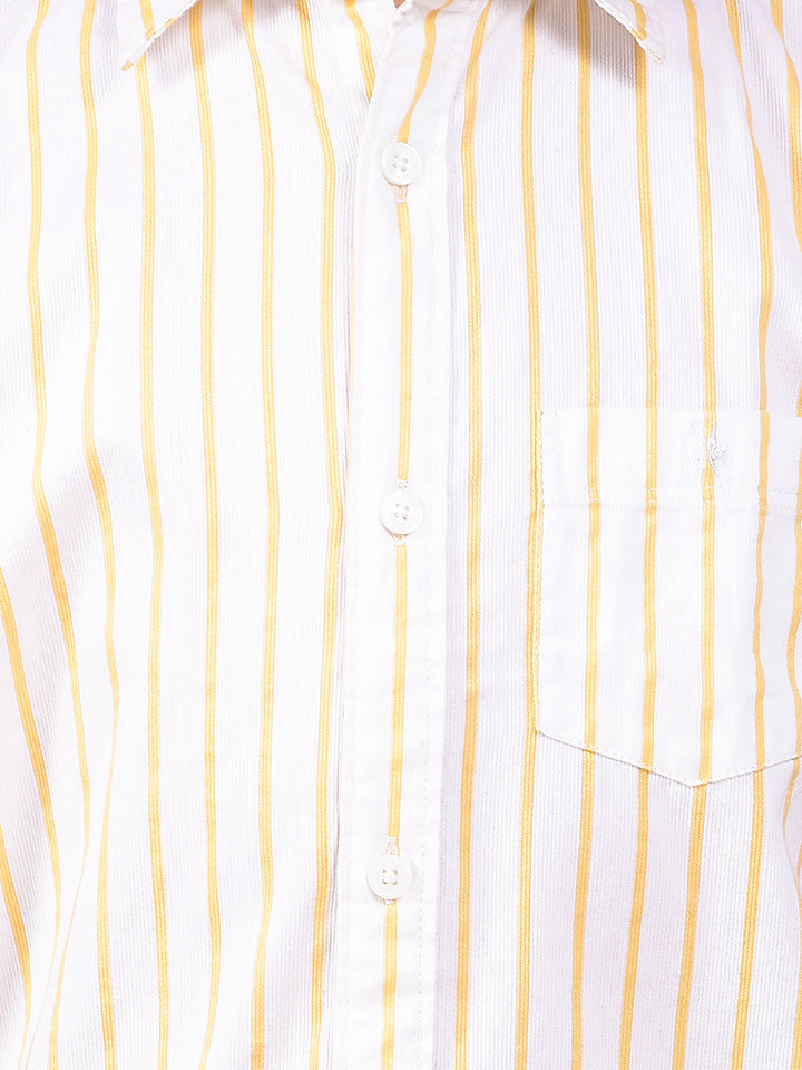 Yellow Vertical Stripes 100% Cotton Shirt